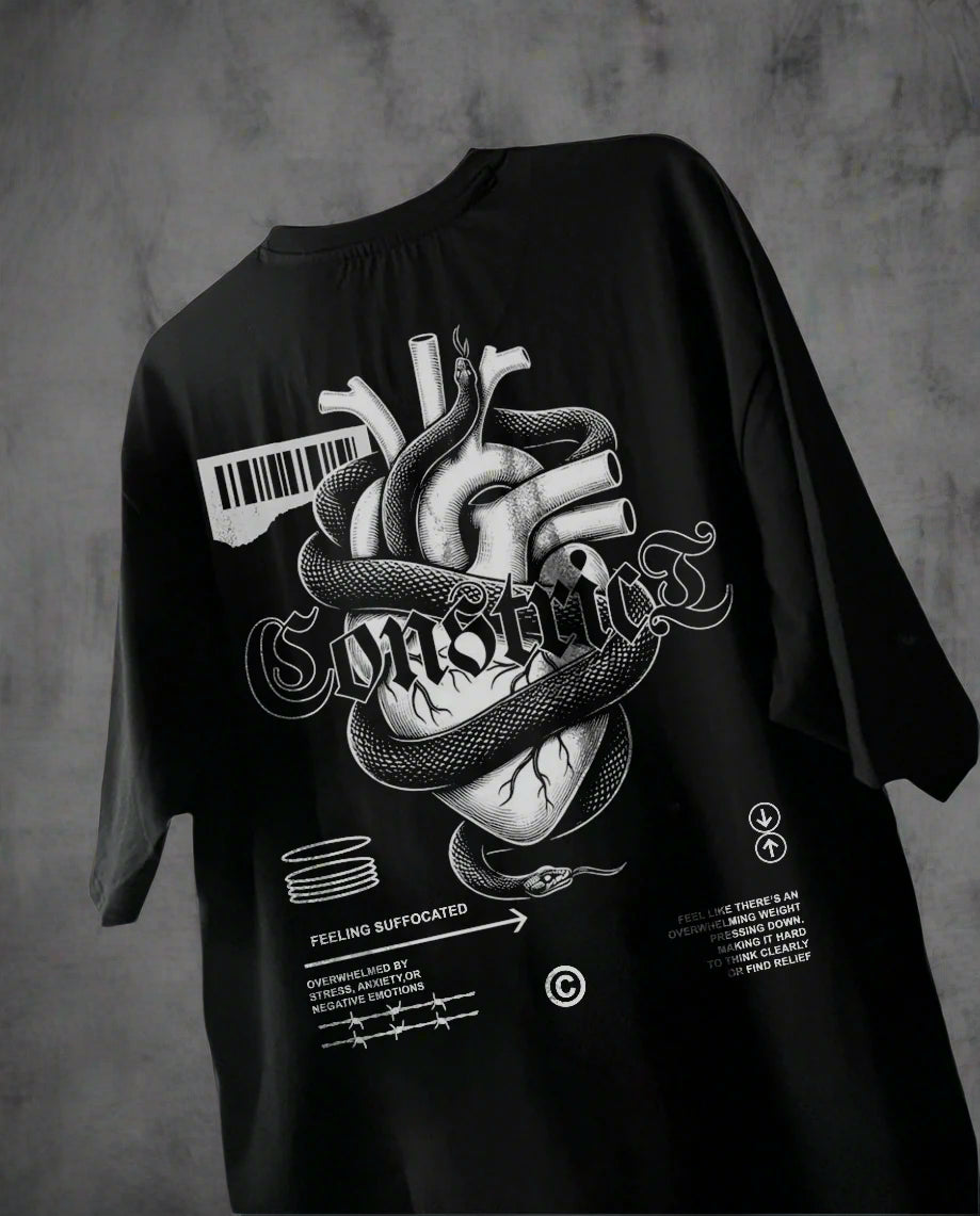 Heart Less Oversized T Shirt | Black Unisex