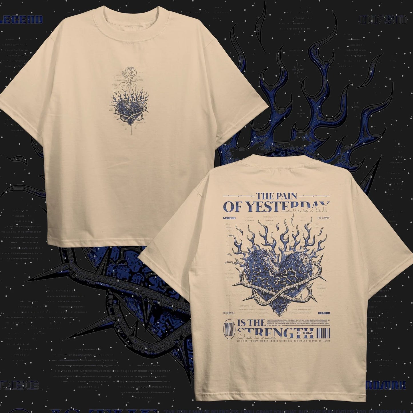 Pain & Strength Printed Oversize T Shirt | Beige Unisex