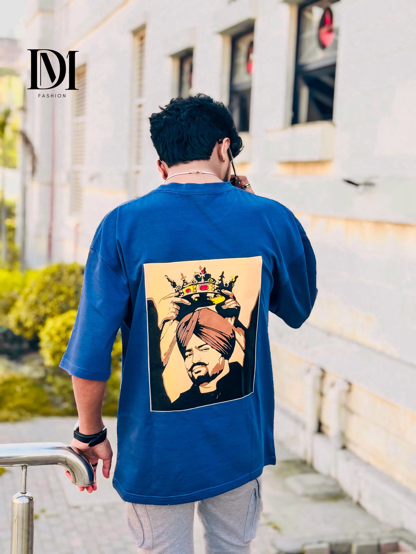 Sidhu Moose Wala Graphic Drop Shoulder Shirt | Blue Unisex