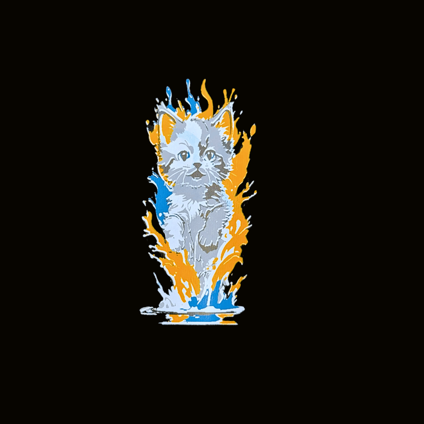 Fire & Ice Cat Graphic Drop Shoulder Shirt | Black Unisex