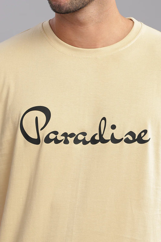 Paradise Printed Oversize T Shirt | Beige Unisex