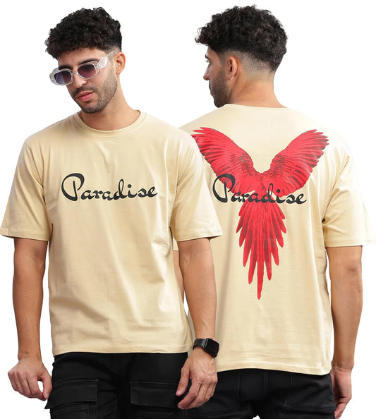 Paradise Printed Oversize T Shirt | Beige Unisex