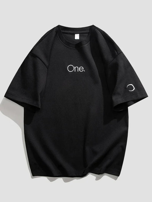 One Letter Printed Oversize T Shirt | Black Unisex
