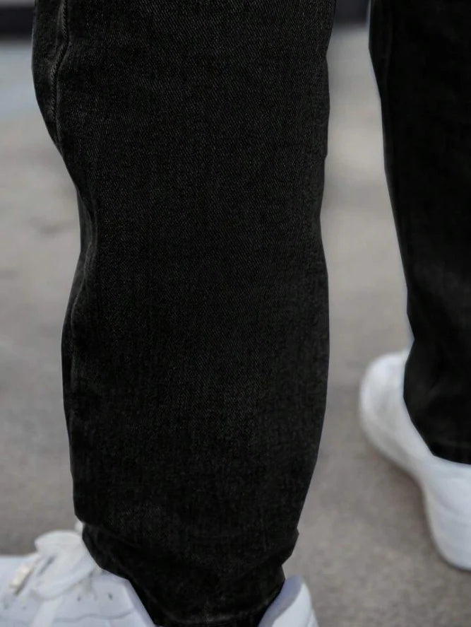 Men's Casual Loose Fit Straight Leg Jeans | Black