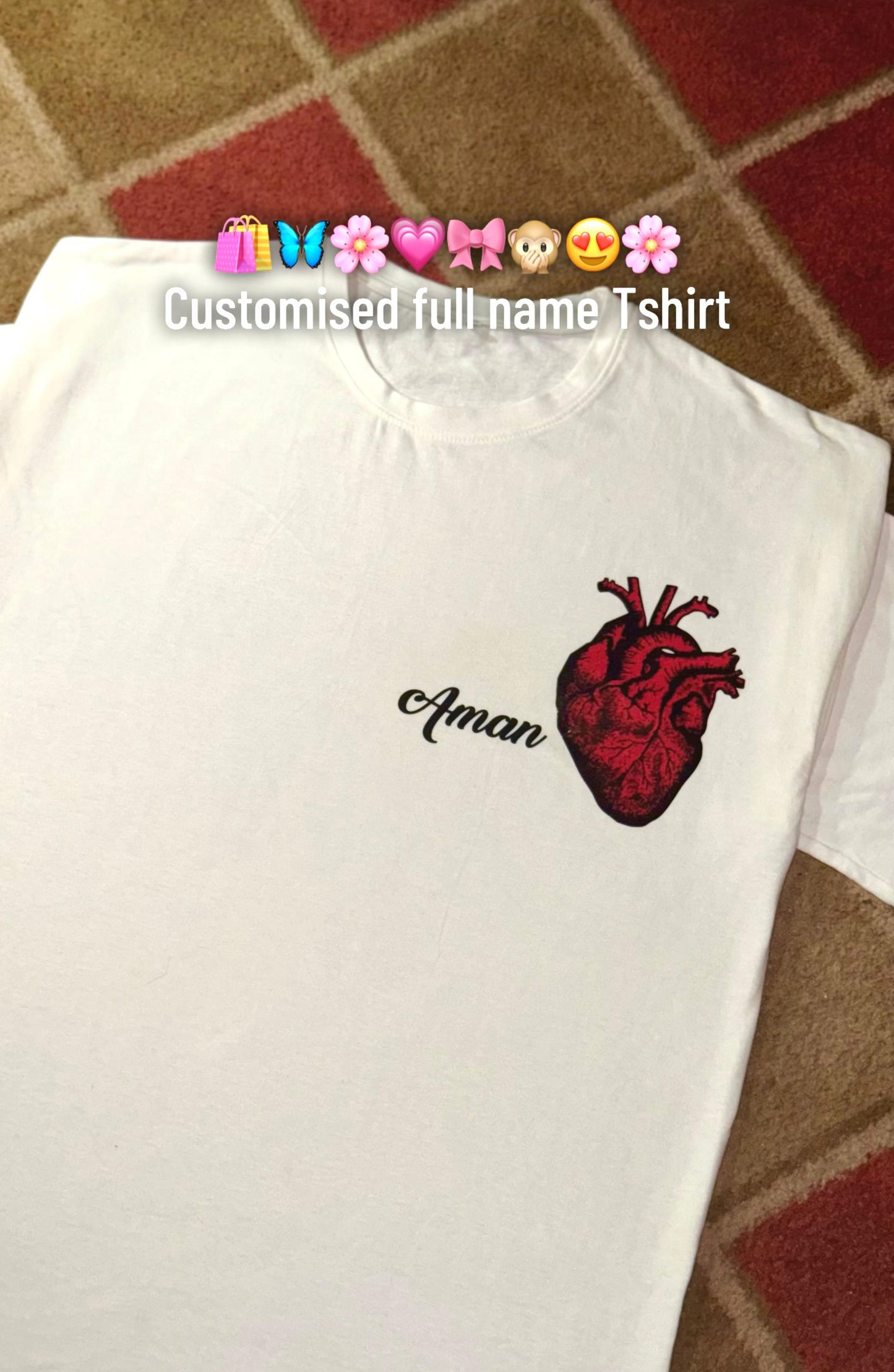 Customise Your Full Name Oversized Graphic T Shirt | White Unisex