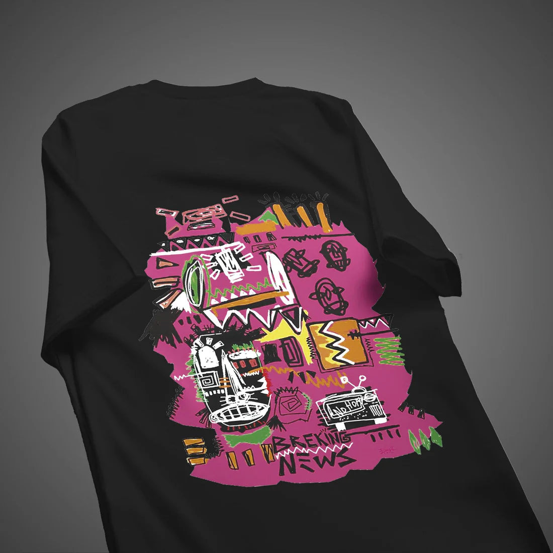 Breaking News Printed Oversize T Shirt | Black Unisex