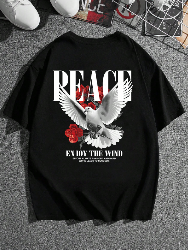 Peace Oversized Graphic T Shirt | Black Unisex